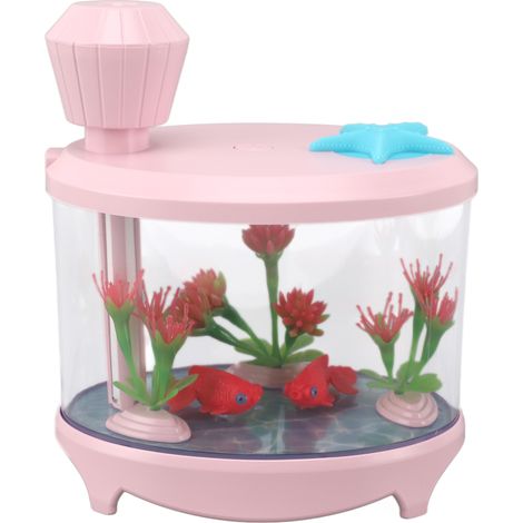 Humidificateur miniature pour aquarium, à ultrasons, USB, silencieux, pour huiles essentielles et aromathérapie. Idéal pour voiture, chambre ou bureau (rose).