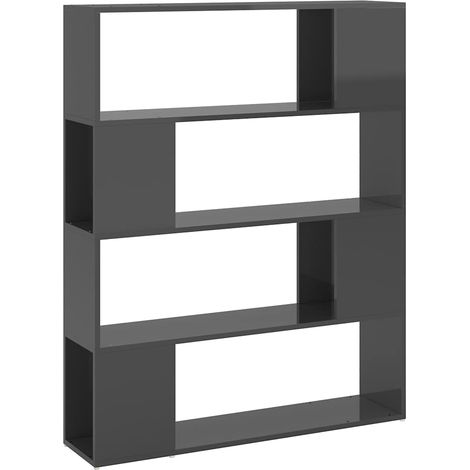 Maison Exclusive - Bücherregal Raumteiler Hochglanz-Grau 100x24x1 (1/5)
