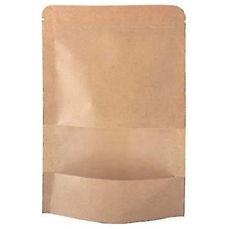 50 wiederverschließbare Kraftpapierbeutel, Standbeutelformat, mit Einkerbung und Sichtfenster (matt) – 9 x 14 cm (1/3)