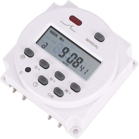 Minuterie programmable hebdomadaire, relais temporisé 12 V 16 A (1/5)