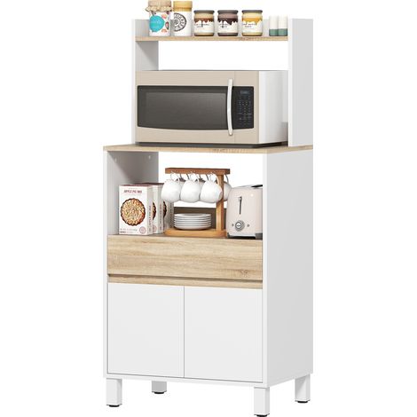HOMCOM Mobile per Microonde con Mensola, Ripiano Aperto, Cassetto e Armadietto