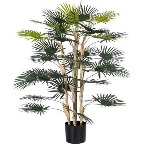 Palmera decorativa artificial con 30 hojas verde, 65x40x120h (1/5)