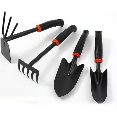 4-teiliges Gartengeräte-Set, Handrechen, Gartenschaufel, Gartengeräte zum Jäten oder Umgraben (1/5)