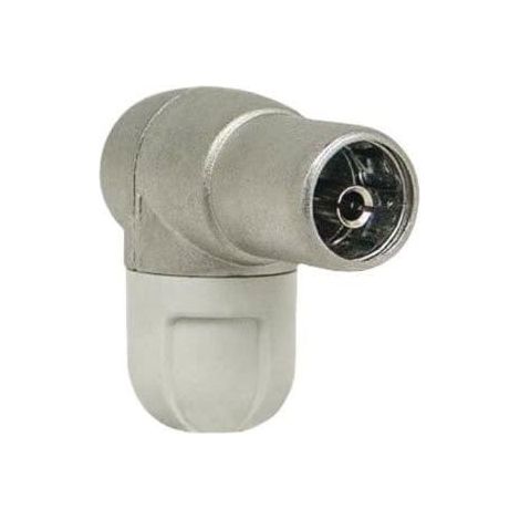 Conector Antena TV Hembra Acodado Blindado (1/4)