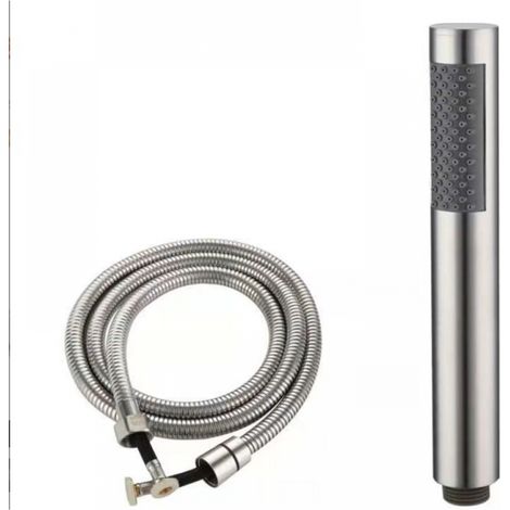 Duschkopf aus gebürstetem Edelstahl 304, tropffeste Handbrause mit Schlauch, silberfarben (1/5)