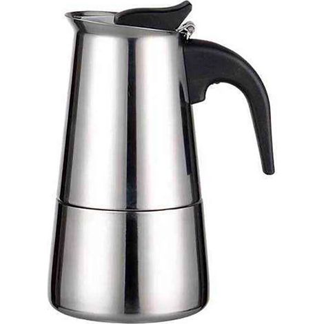 Moka in acciaio inox – 2 tazze (100 ml), compatibile con tutti i piani cottura tranne quelli a induzione.