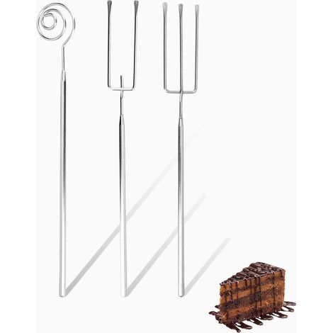 Lot de 3 Fourchettes à chocolat, Acier inoxydable 304, Résistant chaleur, Pour fondue fromage viande, 21 cm