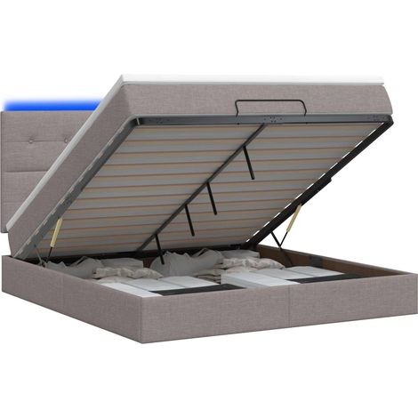 Maison Exclusive - Lit coffre avec matelas et LED Taupe 140 x 190 cm Tissu (1/5)