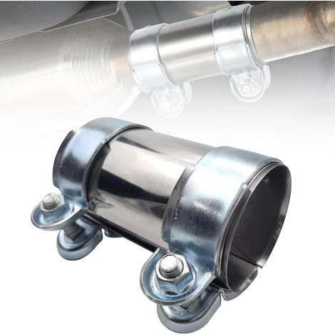 Collier d'échappement double universel 45 mm en acier inoxydable – Pour tuyaux d'échappement de 45 mm – Installation facile sans soudure – Convient aux voitures, SUV, camions (1/5)