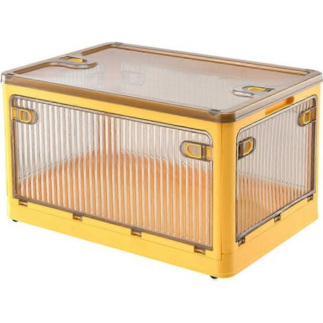 Boîte de rangement pliable grande capacité - Organiseur empilable en plastique épais, boîte pliable transparente pour la maison (1/5)