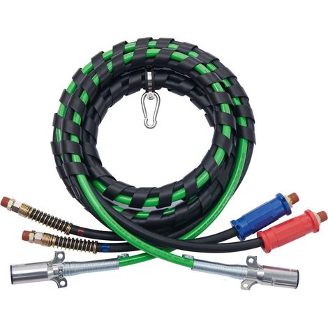 Kit de conduites d'air de 3,65 m pour semi-remorque, comprenant des tuyaux d'air 3 en 1, un câble d'alimentation en ABS, une prise électrique à 7 broches, un câble d'alimentation et des conduites d'ai (1/5)