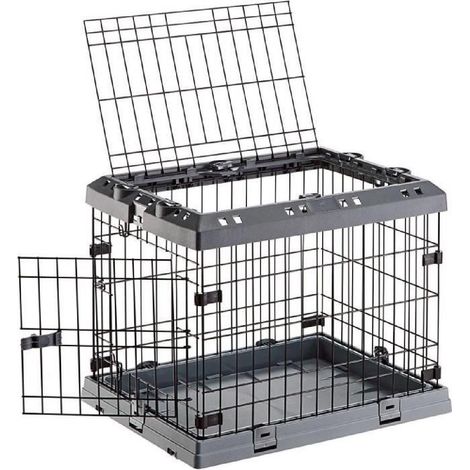 Ferplast SUPERIOR Box pliable pour chiens, avec 2 ou 3 ouvertures. Diverses mesures.. Variante 105 - Misure: 107 x 77 x h 73.5 cm - Gris