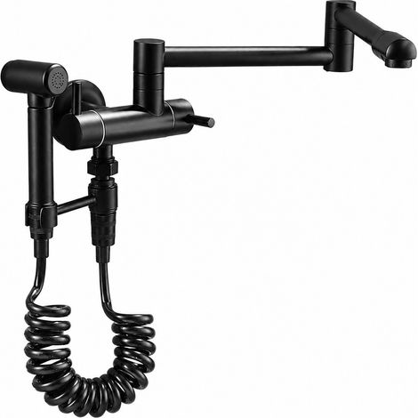 Einloch-Kaltwasserhahn aus Vollkupfer mit Sprühpistole, schwarz, geeignet für Waschmaschinen und Toiletten, Eckventil. (1/5)
