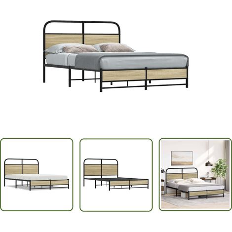 vidaXL Cadre de lit sans matelas 140x190 cm chêne sonoma (1/5)
