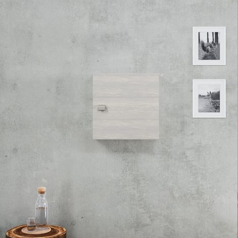 Cube Mural 45Cm Avec Porte Gris Aspect Bois Facile (1/5)