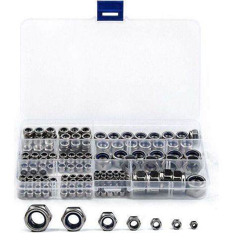 JOORRT170 pièces hexagonales Ecro en acier inoxydable 304 freins Icros M3 M4 M5 M6 M8 M10 M12 pour boulons argentés assortiment de matériel assortiment de boulons (1/5)