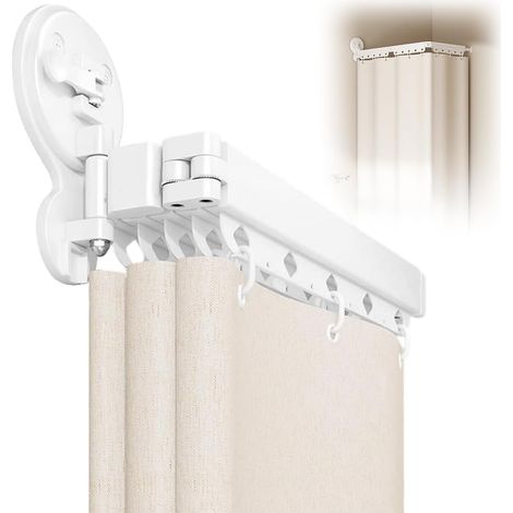 Shower Curtain Rod with Suction Cups, Multiple Angle, 3 Fold 70-104 cm, No Drilling, Telescopic Rod for Windows, Room Dividers and Kitchens (1/5)