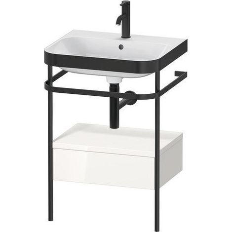 DURAVIT HP4740O2222 Console métallique avec kit de fixation et siphon Happy D.2 Plus, 1 trou de robinetterie