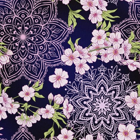 Tela decorativa para exteriores Oxford - motivo de flor de cerezo japonesa I DX477 (1/5)