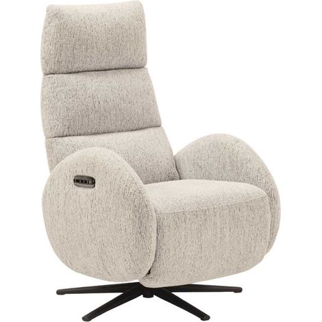 Fauteuil relax électrique tissu polyester beige - AMSTEN (1/5)