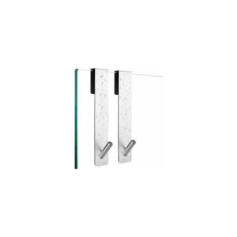 Crochets de douche, lot de 2 crochets, pour parois de douche, sans perçage, avec protection en mousse, crochets porte-serviettes en inox, crochets de douche pour peignoirs éponge (1/5)