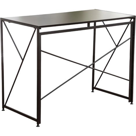 Bureau pliant noir 99 x 50 x 75 cm, table informatique compacte en MDF et métal, gain de place pour télétravail, chambre, salon ou petit bureau CHICFURN (1/5)