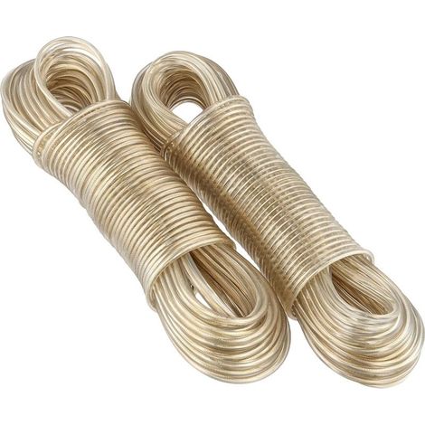 Lot de 2 cordes à linge robustes de 20 m, noyau en acier de 3 mm, cordes à linge solides pour le séchage en extérieur, le jardin, le support de tente (1/5)