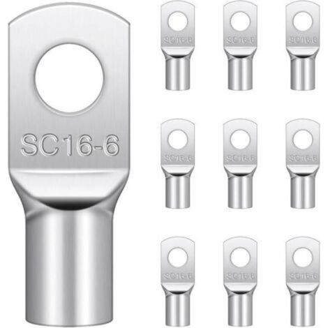 Cosses électriques tubulaires, 16mm² M6, cuivre étamé, 20 pièces (1/5)