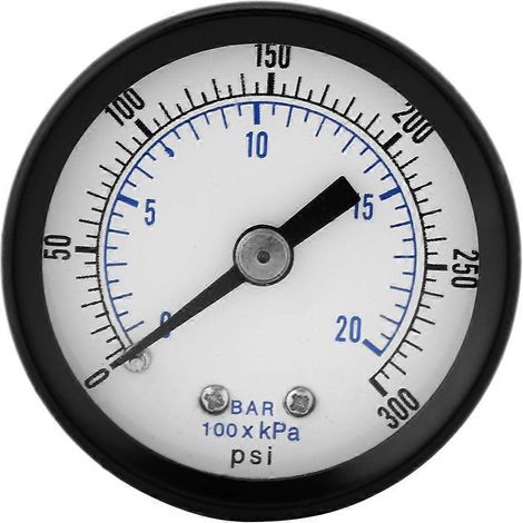 Mini-Manometer für Kraftstoff, Luft, Öl, Flüssigkeiten und Wasser, 0–20 bar / 0–300 psi, 1/8"-BSPT-Gewinde