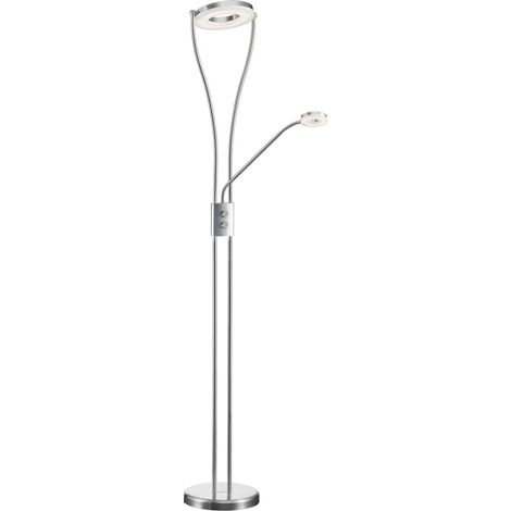Lampadaire LED Rennes 22W dimmable argent, liseuse 180cm (1/5)