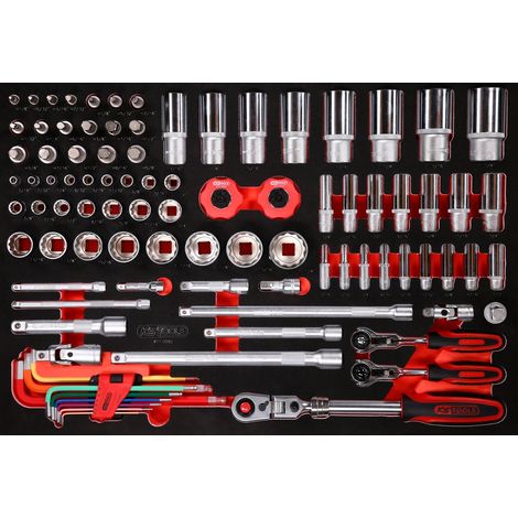 KS Tools 1/4 + 3/8 + 1/2 Steckschlüssel-Satz in Schaumstoffeinlage, 92-tlg., Zoll (1/3)