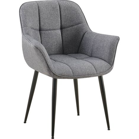 Sedia con braccioli in tessuto trapuntato grigio struttura in metallo nero comfort premium 100007473