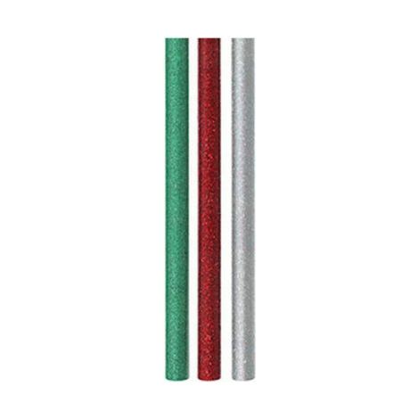 colla termoincollante a caldo stick 12x150 6 pezzi 2argento 2 rossi 2 verdi