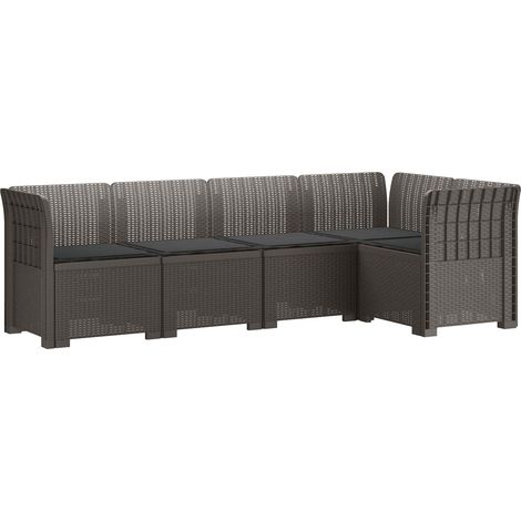 Maison Exclusive - 5-Sitzer Gartensofa mit Kissen Rattan-Look 5-S (1/5)