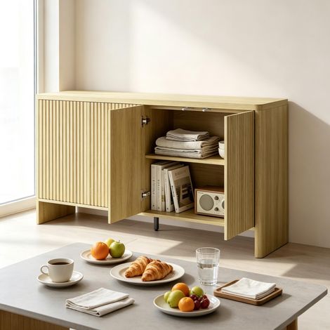 Meuble bas TV pratique avec grand espace de rangement, buffet moderne, commode polyvalente au design contemporain, armoire de rangement élégante (meuble seul) (1/5)