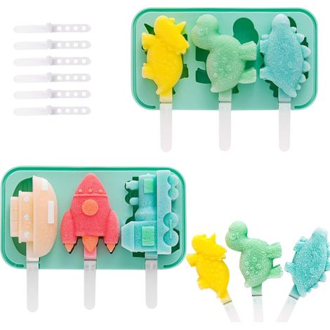 Moule a Glace à Batonnet Sans Bpa avec Pour Diy Glace,Plastique Mini Esquimaux,Glaces l'eau 2pcs Silicone (1/5)