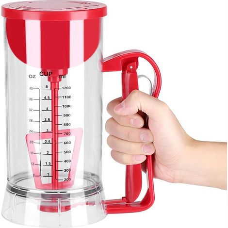 Distributeur de Pâte Électrique sans Fil, 1200 ML, pour Crêpes et Petits Gâteaux, avec Couvercle et Échelle (1/5)