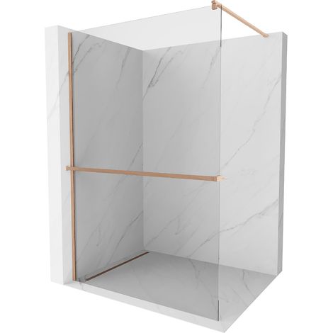 Mexen Kioto+ mampara de ducha con estante Walk-in 115 x 200 cm, transparente, cobre cepillado - 800-115-121-65-00 (1/5)