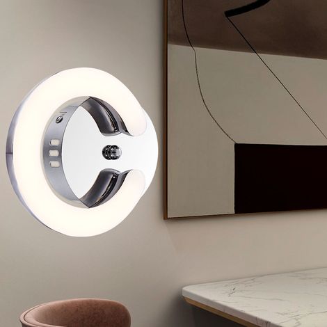 Applique da parete per soggiorno, lampada da interni, sala da pranzo, 1 luce, metallo cromato, 1 LED, LxPxA 15x18x8 cm