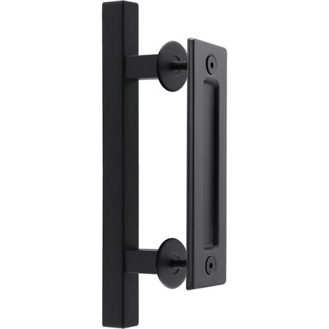 Maniglia per porta scorrevole da 30 cm, maniglia rettangolare nera per cancelli, garage, armadi (1/5)