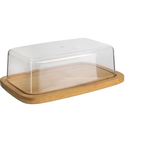 Beurrier Déco "Bambou" 20cm Transparent & Naturel (1/2)