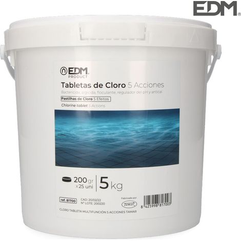 Cloro 5 acciones en tabletas, bote 5 kg (1/3)