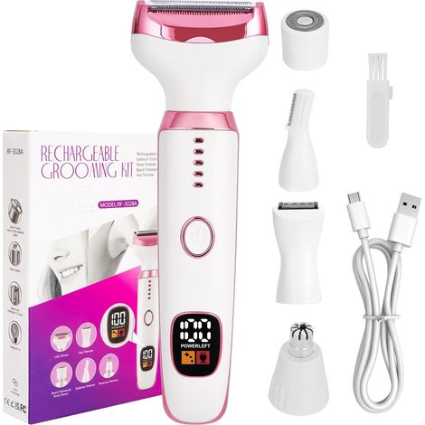Rasoir Electrique Femmes, 5 en 1 Tondeuse Electrique, Bikini, Aisselles, Jambes, Sourcils et nez Rasoir sec et Humide sans Douleur, USB Rechargeabl (1/5)