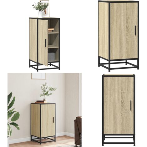 vidaXL Sideboard Sonoma-Eiche 35,5x35x76 cm Holzwerkstoff und Metall (1/5)