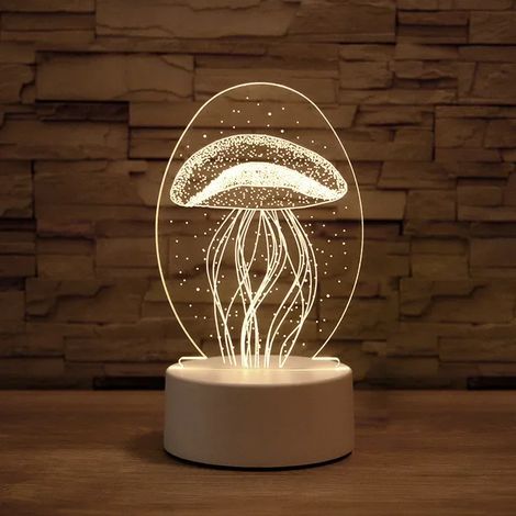 Veilleuse LED USB 3D en acrylique (lumière chaude), décoration pour chambre à coucher