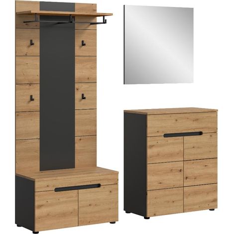 Canu Garderobenmöbel Set C24 Eiche Dekor, grau.