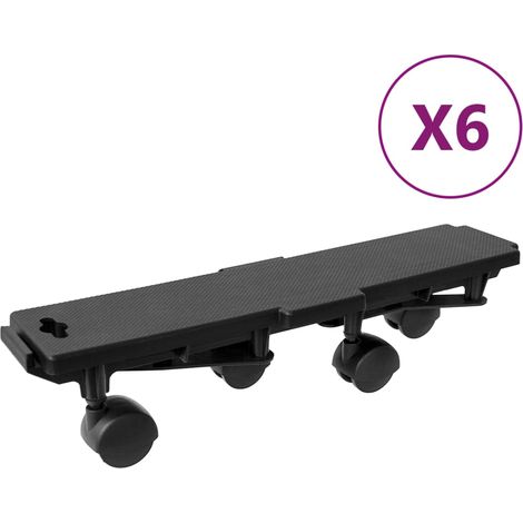 Chariots de déménagement à 4 roues 6 pcs noir PP 170 kg