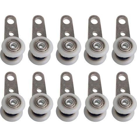 Lot de 10 roulettes pour baies vitrées ou portes coulissantes - en métal et en plastique - 4,5 x 1,9 cm (1/4)