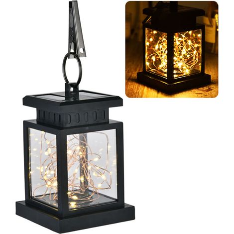 Lanterna solare a LED per esterni, lampada da tavolo sospesa con clip, per giardino, patio, decorazione paesaggistica (1/4)