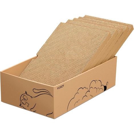 Griffoir pour Chat 5 in 1 Réversible Grattoir Chats Carton Ondulé 5 PCS Carton pour Chat Interieur Planche à Gratter (1/4)